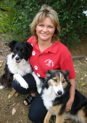 Aussie Pooch Mobile Franchisor Chris Taylor with two  Collies