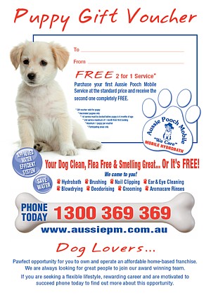 Aussie Pooch Mobile Hydrobath dog wash service puppy gift voucher