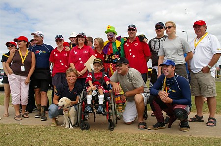 Liam and Hero the assistance dog with Aussie Pooch Mobile.