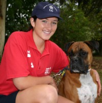 Aussie Pooch Mobile dog wash franchise Jodie Spicer with her trusty dog