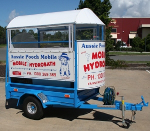 Aussie Pooch Mobile franchise all weather dog wash trailer with industrial grade hydrobath
